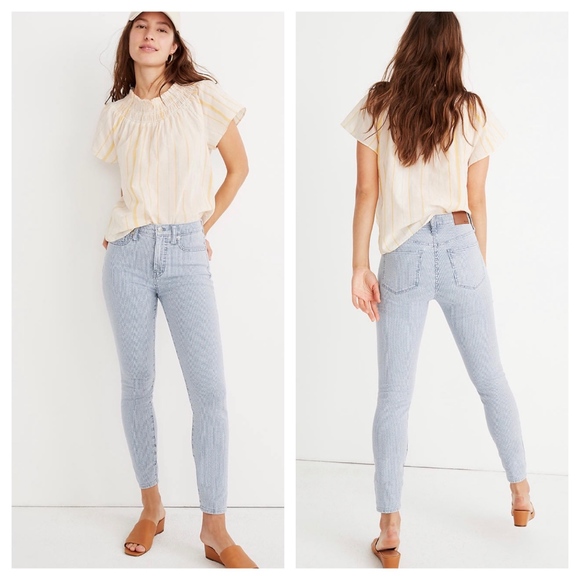Madewell Denim - NWOT High-Rise Skinny Crop Jeans Piper Stripe 24